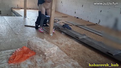 hot wifey paid off the builder with orgy