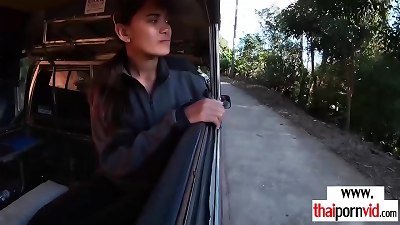 petite first-timer Thai teen cherry blowing a large white hard-on
