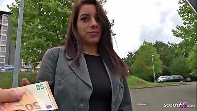 GERMAN SCOUT - teen BONNIE plow AT REAL STREET AGENT casting WITH blow AND leg shaking climax