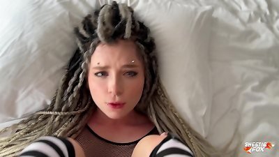 jaw-dropping Informal doll with Dreadlocks and Piercings Deepthroats, harsh plows and cum swallows